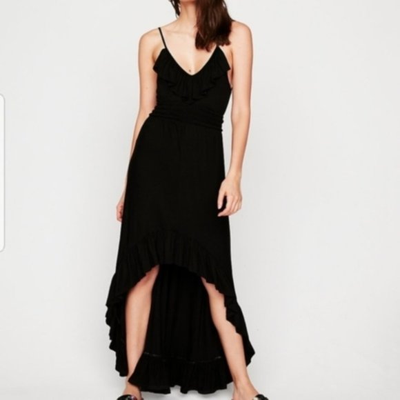 Ruffle Front Smocked Back Slit Waist Maxi Dress - Picture 1 of 4